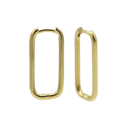 Gas Bijoux Karma Jewelry oorbellen M3179GP Earrings hoops long round square Gold plated 24 MM