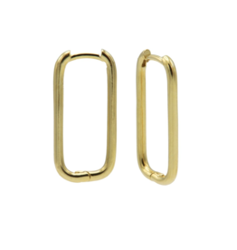 Karma Jewelry Karma Jewelry oorbellen M3179GP Earrings hoops long round square Gold plated 24 MM