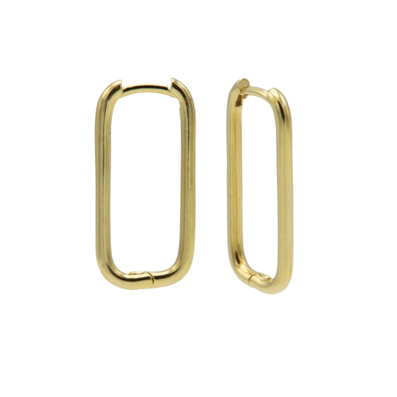 Gas Bijoux Karma Jewelry oorbellen M3179GP Earrings hoops long round square Gold plated 24 MM