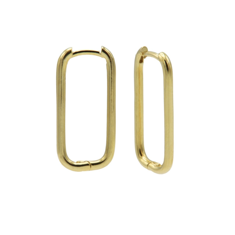 Karma Jewelry Karma Jewelry oorbellen M3179GP Earrings hoops long round square Gold plated 24 MM