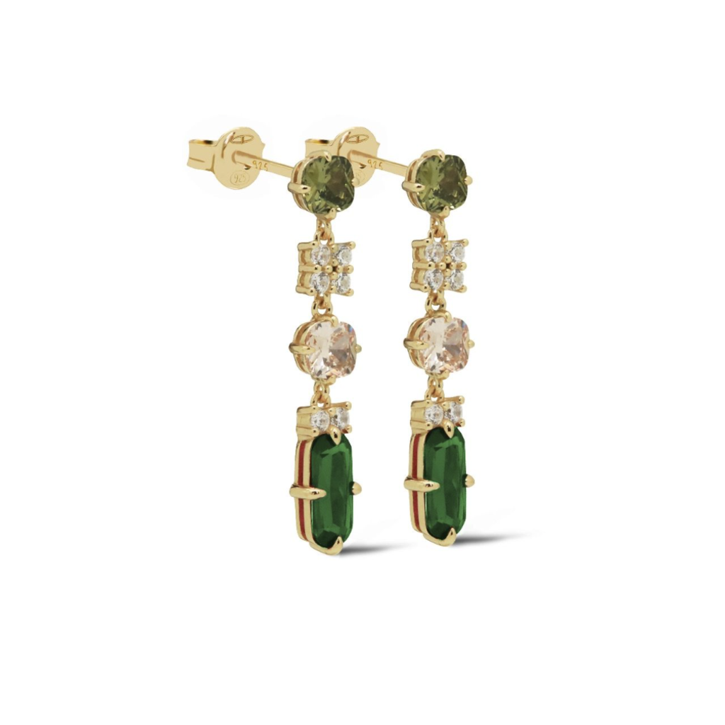 Karma Jewelry Karma Jewelry oorbellen X156GP Earrings Symbols XL Emmy green 925 silver gold plated 34 MM