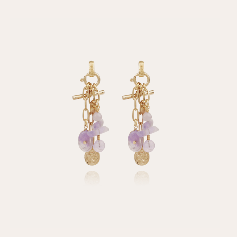 Gas Bijoux Gas Bijoux oorbellen 632456 Sueno Earrings gold Amethyst 6 CM - 2 CM