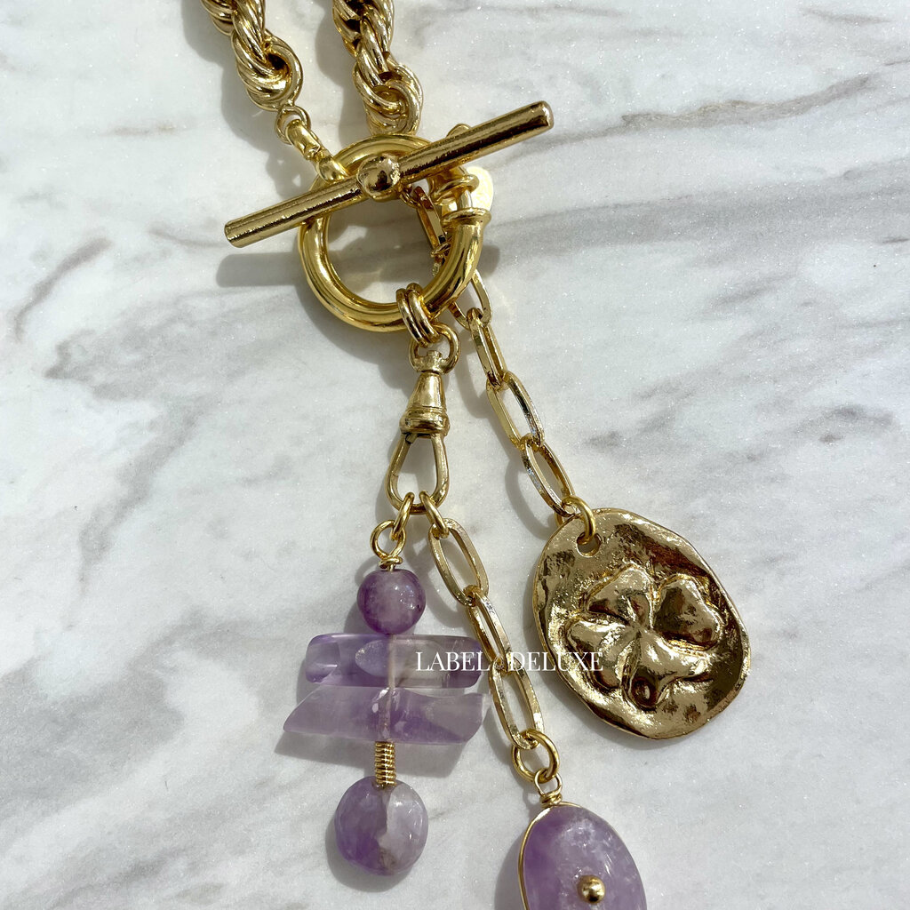 Gas Bijoux Gas Bijoux Ketting 632455 Sueno necklace gold Amethyst 42 CM - 85 CM