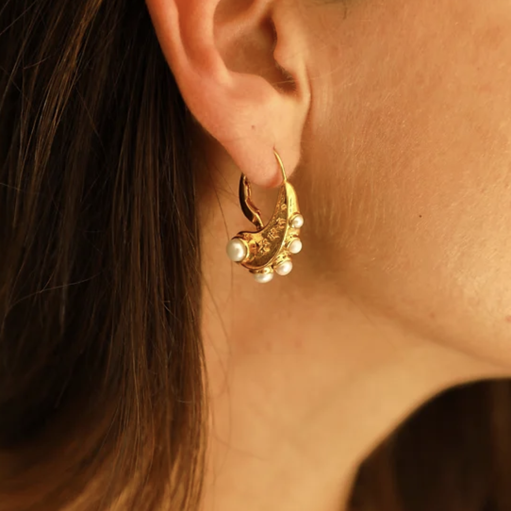 An-Nee An-nee oorbellen BO-ELEMENT-EAU Boucles Element Earrings perles d’eau douce gold 24k gold