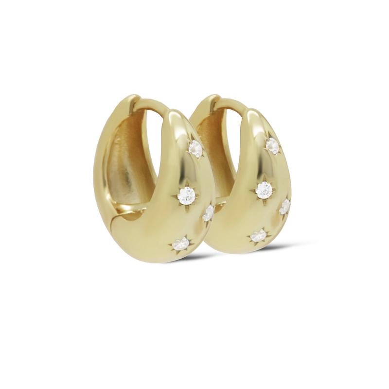 Karma Jewelry Karma Jewelry oorbellen H497 Earrings Hinged hoops Stelly 925 silver / goldplated 15 MM