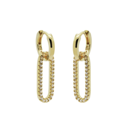 Karma Jewelry Karma Jewelry oorbellen H83GP plain hinged hoops Dangling round square 925 silver gold plated
