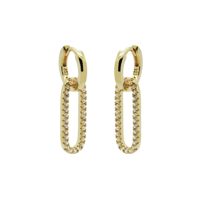 Karma Jewelry Karma Jewelry oorbellen H83GP plain hinged hoops Dangling round square 925 silver gold plated