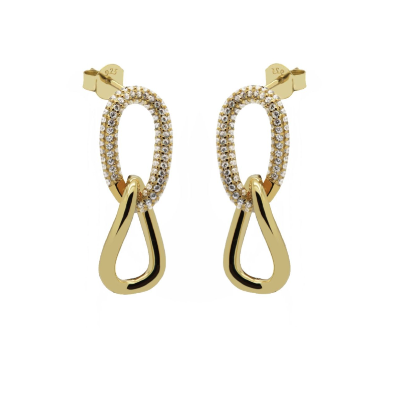Karma Jewelry Karma Jewelry oorbellen X125GP Symbols XL oval twist 925 silver gold plated