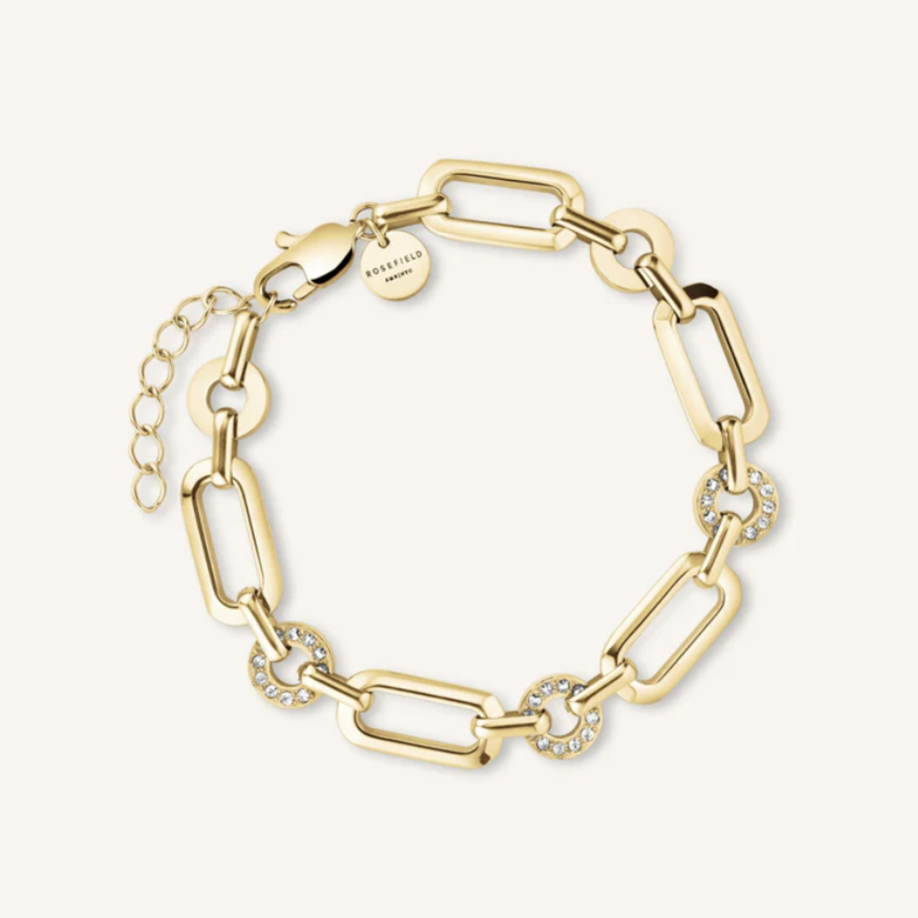 Rosefield Rosefield Jewelry armband JBOSG-J900 Studs zirconia bracelet stainless steel gold 16.5 - 19.5 cm