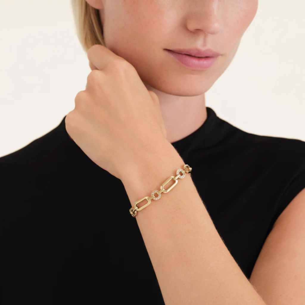 Rosefield Rosefield Jewelry armband JBOSG-J900 Studs zirconia bracelet stainless steel gold 16.5 - 19.5 cm