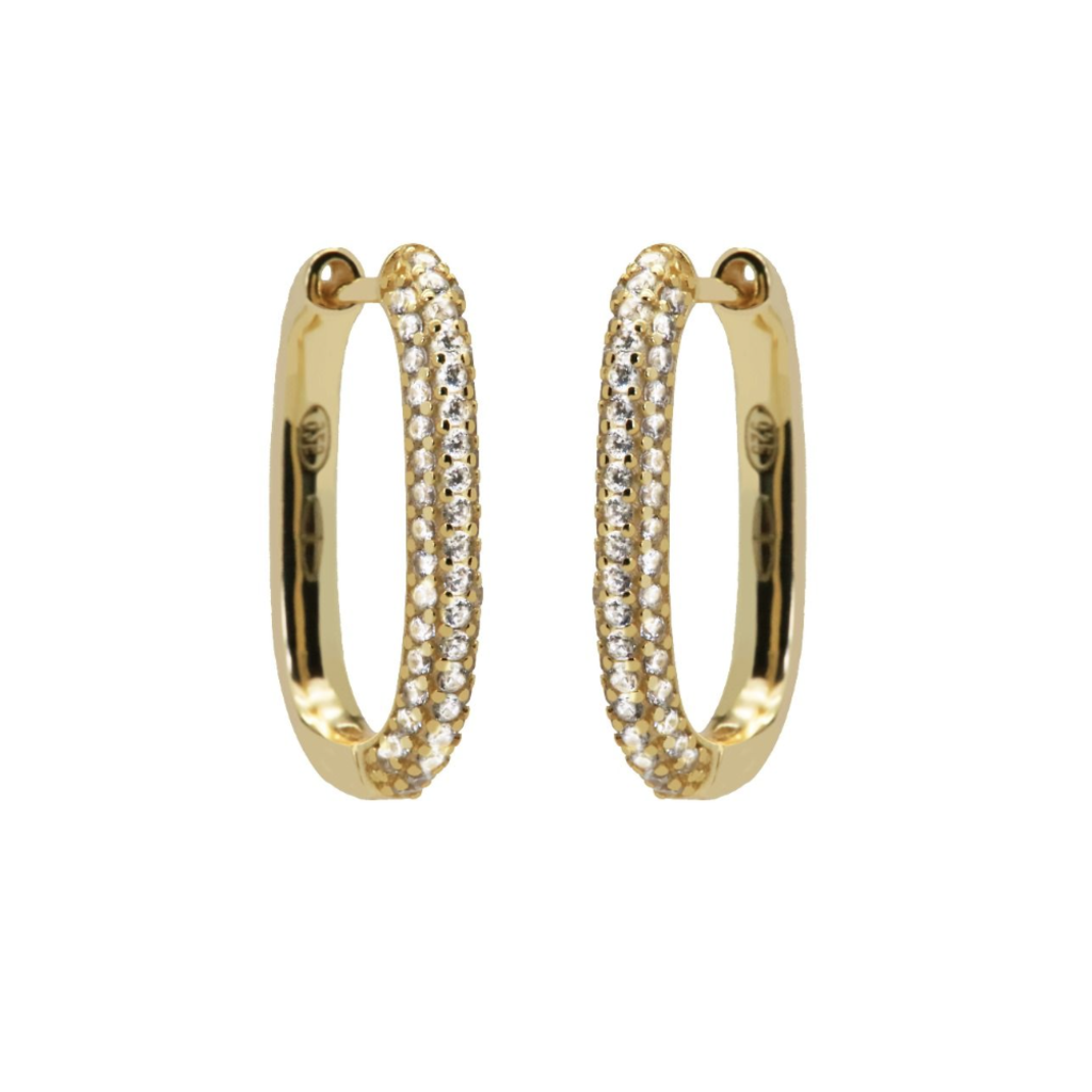 Karma Jewelry Karma Jewelry oorbellen H323GP earrings hinged hoops zirconia oval  2 cm