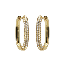 Karma Jewelry Karma Jewelry oorbellen H323GP earrings hinged hoops zirconia oval  2 cm