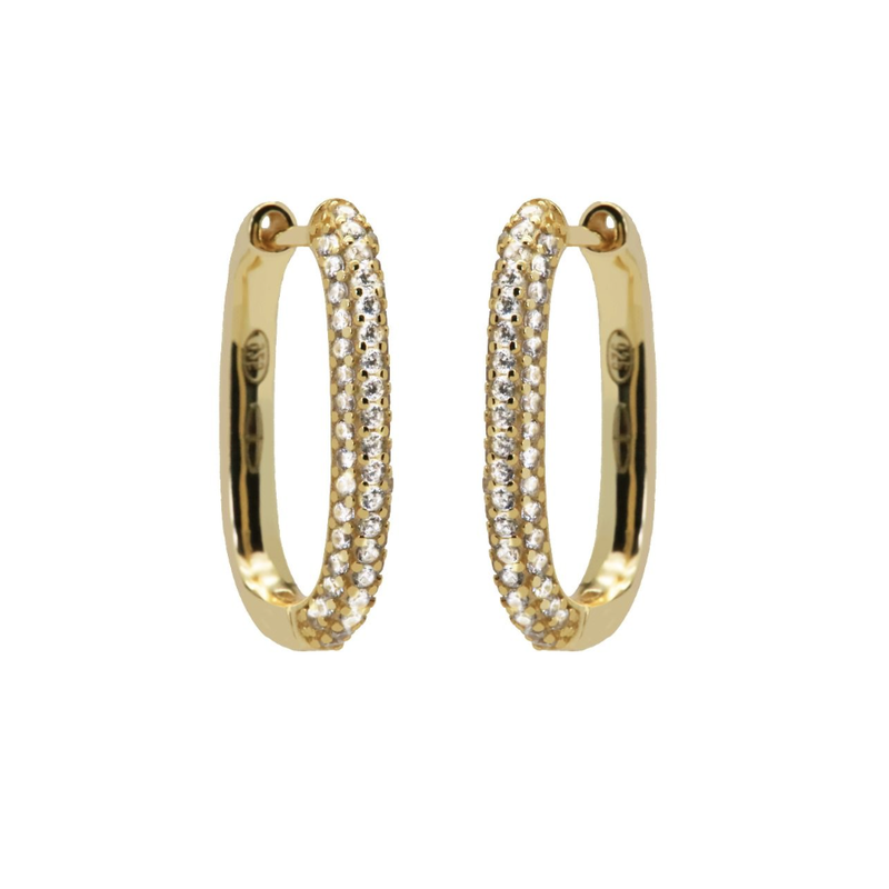 Karma Jewelry Karma Jewelry oorbellen H323GP earrings hinged hoops zirconia oval  2 cm