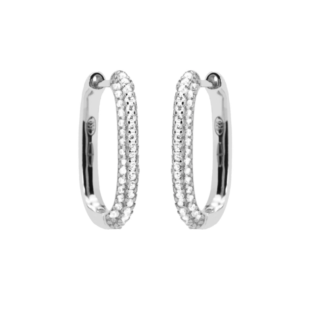 Karma Jewelry Karma Jewelry oorbellen H323GP earrings hinged hoops zirconia oval  2 cm