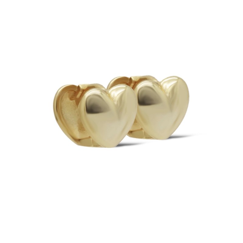 Karma Jewelry Karma Jewelry oorbellen H480GP earrings hinged hoops heart 925 silver gold plated 10 MM