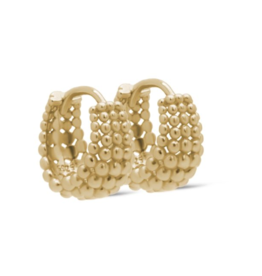 Karma Jewelry karma jewelry oorbellen H507 earrings hinged hoops lilly dots 925 silver gold plated 14 mm