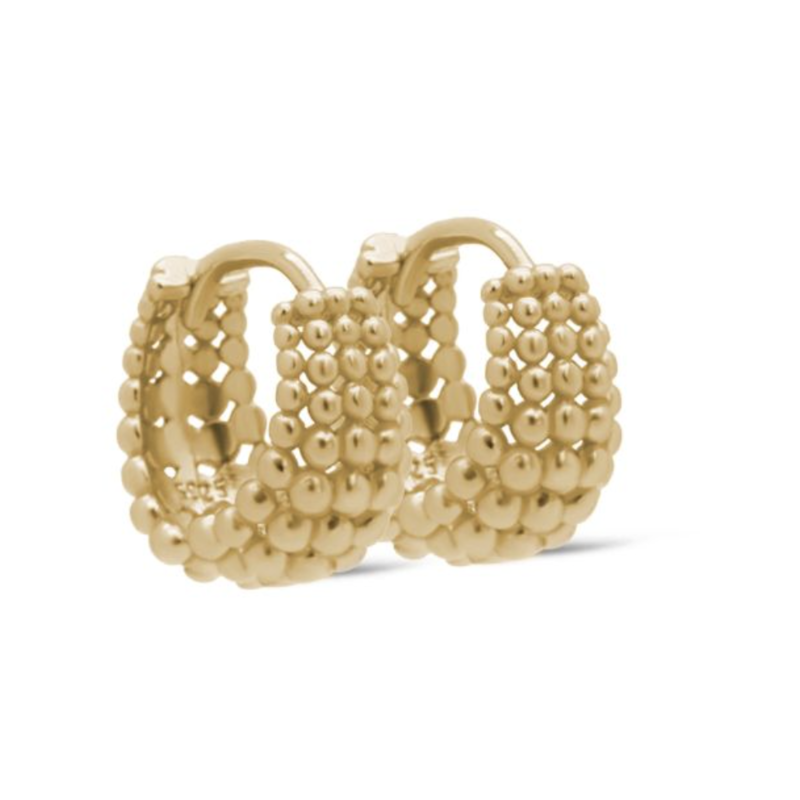 Karma Jewelry karma jewelry oorbellen H507 earrings hinged hoops lilly dots 925 silver gold plated 14 mm