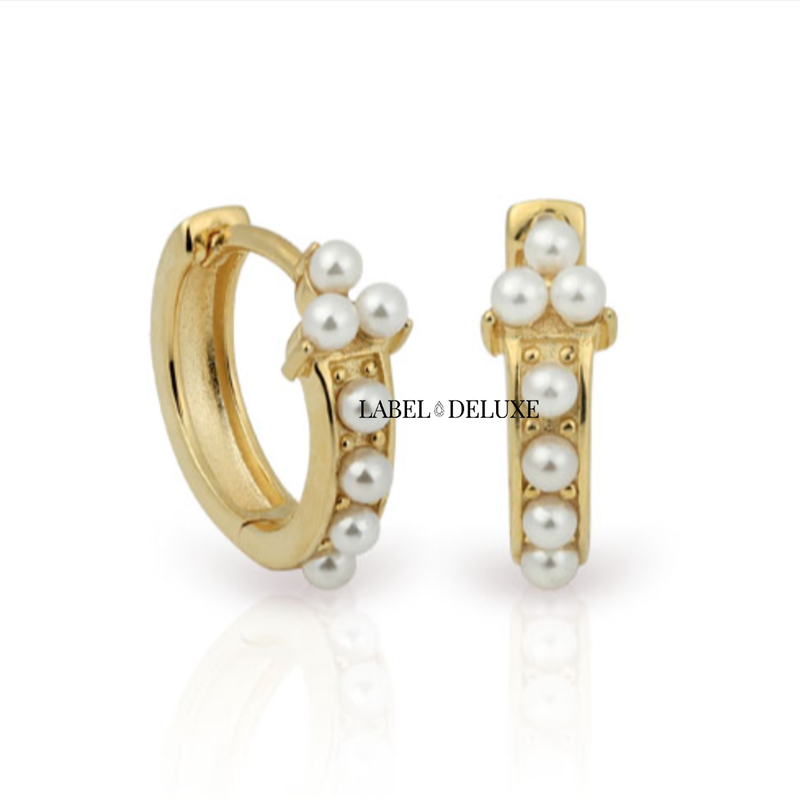 Label Deluxe Collection Label Deluxe oorbellen LDLGO200425PAW earrings Pearls silver 925 gold plated 1.65 cm