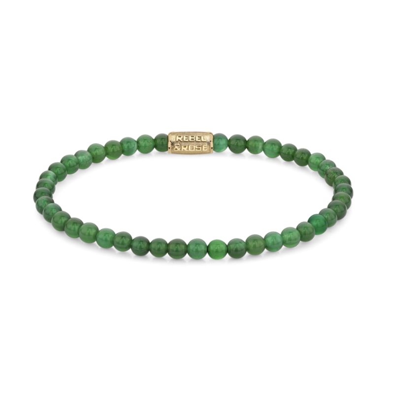 Rebel & Rose Rebel & Rose armband RR-40106-G-S kralen groen 4MM