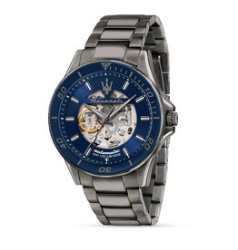 Maserati Maserati R8823140015 Sfida automaat skeleton watch (gunmetal blauw) 44mm heren horloge