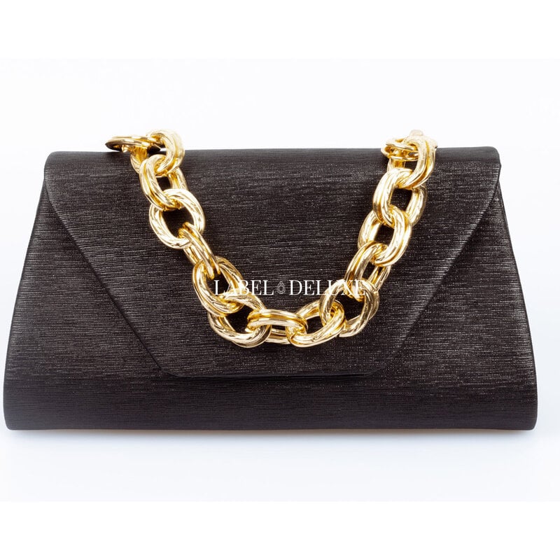 Label Deluxe bag Label Deluxe tas Ayla Bag Black gold big chain 12 x 22 x 5,5 CM