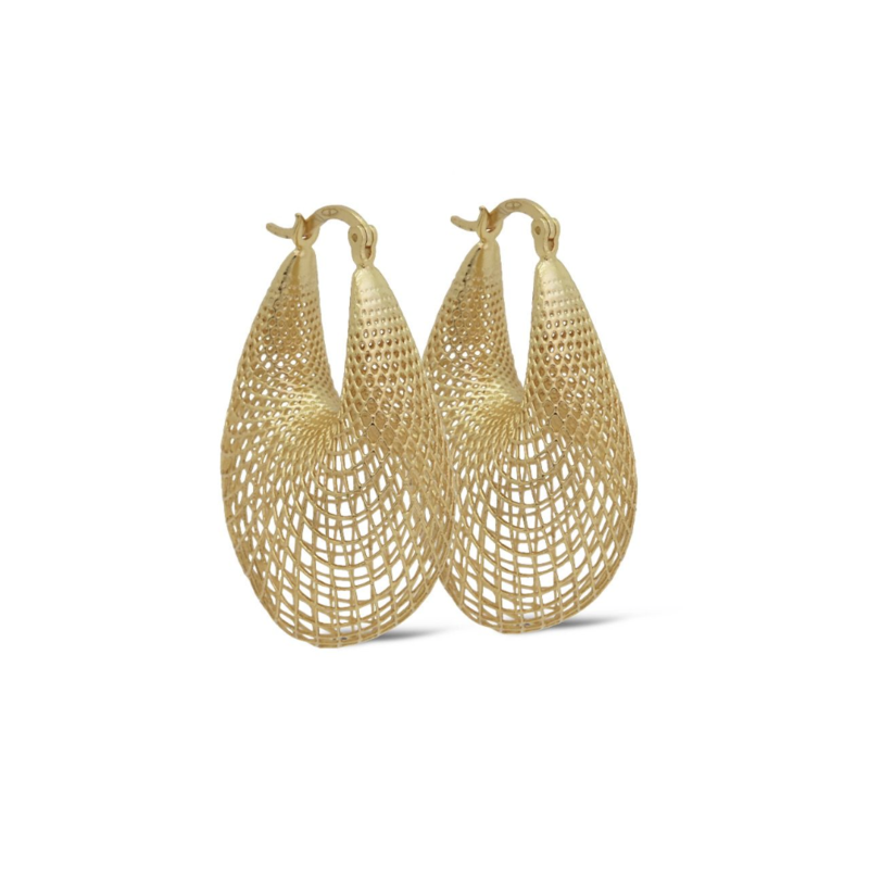 Karma Jewelry Karma Jewelry oorbellen H462GP Earrings plain Esme hoops silver gold plated 35 MM