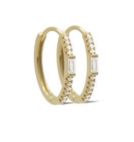 Karma Jewelry Karma Jewelry oorbellen H493GP earrrings hoops Nois Baguette 925 silver gold plated 16 MM