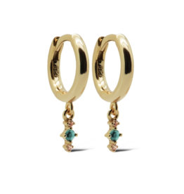 Karma Jewelry Karma Jewelry oorbellen A143GP_LB Earrings hoops Rosalie Blue 925 silver gold plated