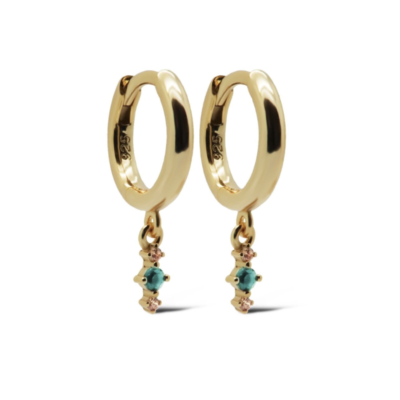 Karma Jewelry Karma Jewelry oorbellen A143GP_LB Earrings hoops Rosalie Blue 925 silver gold plated