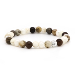 Karma Jewelry Karma armband  83982EL Bracelet Spiral Freedom white crystal beads XS 6 MM