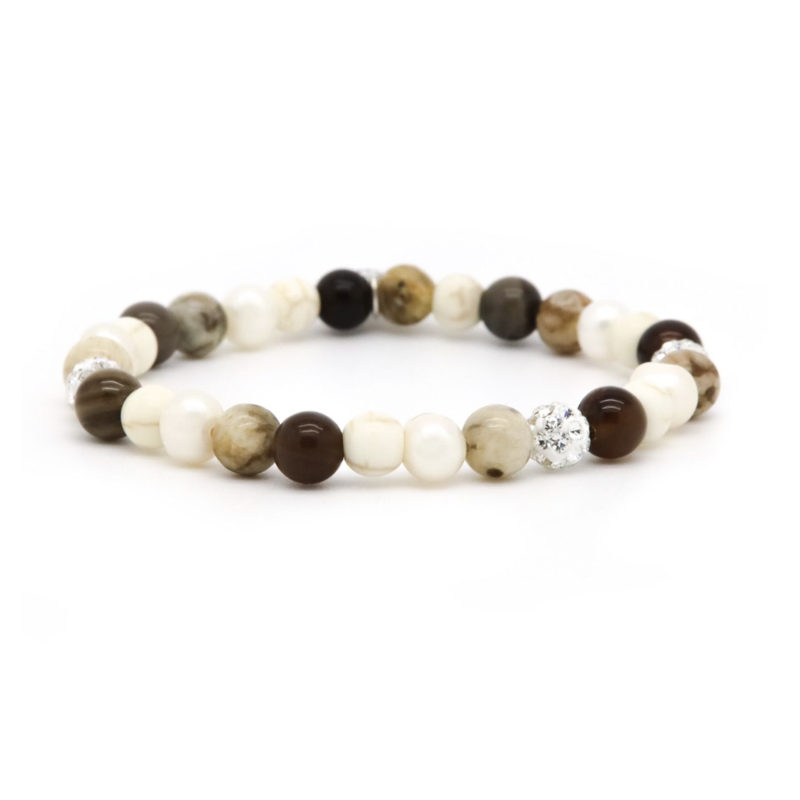 Karma Jewelry Karma armband  83982EL Bracelet Spiral Freedom white crystal beads XS 6 MM