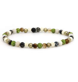 Karma Jewelry Karma armband 84635EL beads bracelet XXS 4 MM Livia Nové elastic green crystal