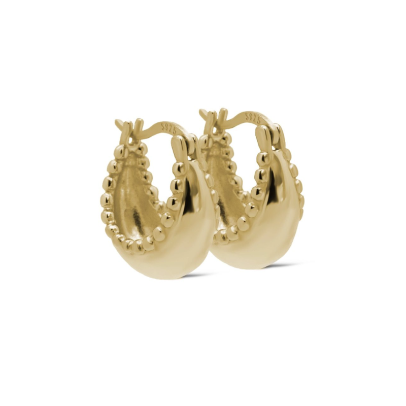 Karma Jewelry Karma Jewelry oorbellen H509GP Earrings Hoops Birke dots 925 silver Gold plated 15 MM