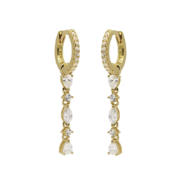 Karma Jewelry Karma Oorbellen A85GP Earrings Zirconia hoops Lovely chain 925 silver gold plated