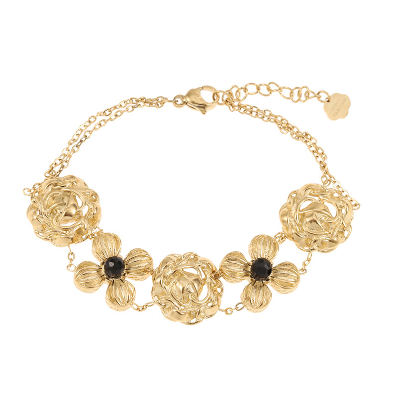 Rose & Camellia Rose & Camellia armband 4508 Bracelet Vintage flower black gold