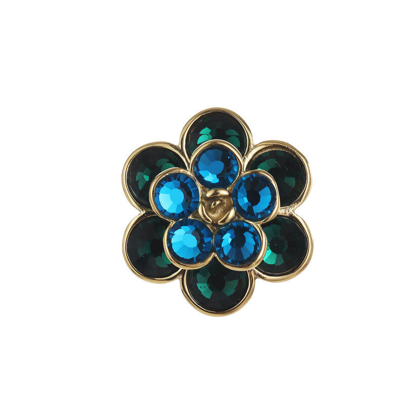 Rose & Camellia Rose & Camellia Broche 5952 Broche flower mini green blue gold