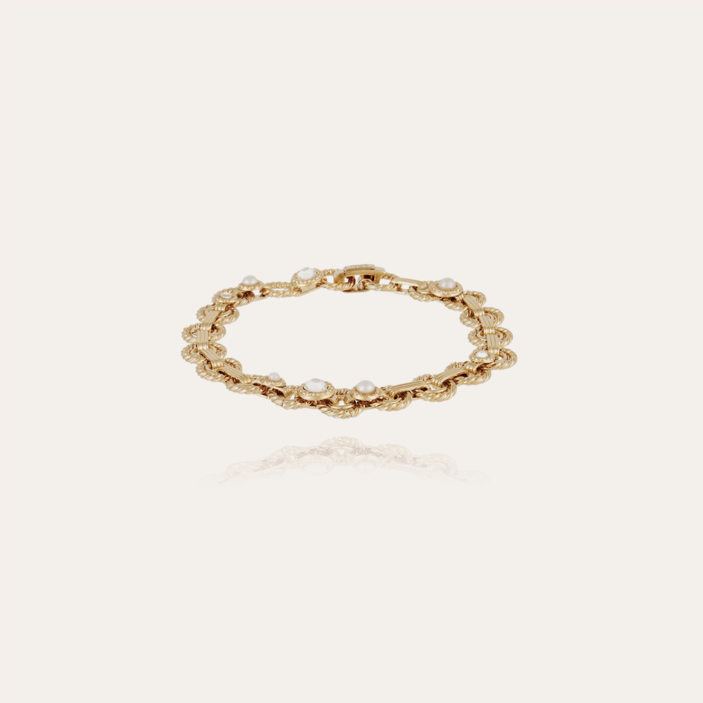 Gas Bijoux Jewelry Gas Bijoux armband 509474 Bracelet Mistral gold with mother of pearl & strass 16 CM / 0,8 CM