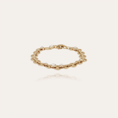 Gas Bijoux Jewelry Gas Bijoux armband 509474 Bracelet Mistral gold with mother of pearl & strass 16 CM / 0,8 CM