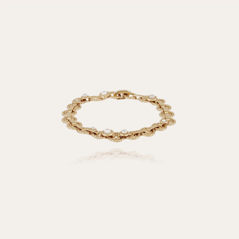 Gas Bijoux Jewelry Gas Bijoux armband 509474 Bracelet Mistral gold with mother of pearl & strass 16 CM / 0,8 CM
