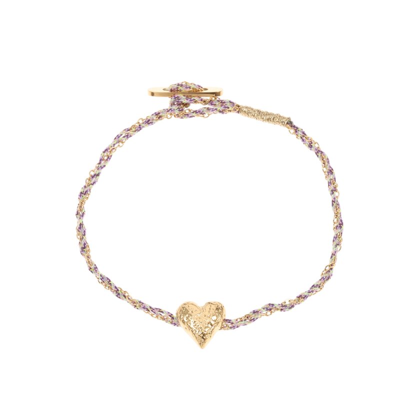 Rose & Camellia Rose & Camellia armband 5953 Bracelet cord & chain with heart gold