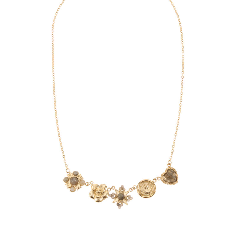 Rose & Camellia Rose & Camellia ketting 5500 Necklace Vintage Amazonite gold 38 + 5 CM