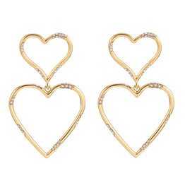 Rose & Camellia Rose & Camellia oorbellen 12503 Earrings hearts with stones gold