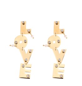 Rose & Camellia Rose & Camellia Oorbellen 9801 Earrings Love big stones & pearls gold 6,5 CM