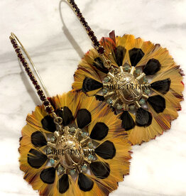 Gas Bijoux Jewelry Gas Bijoux oorbellen Icone Sun Orange opal gold 9 CM