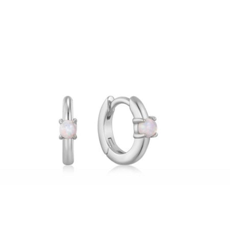 Ania Haie Ania Haie oorbellen E035-15H silver opal huggie hoop S