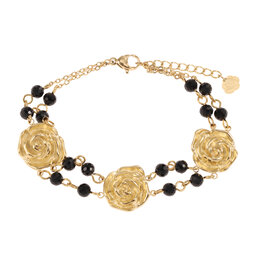 Rose & Camellia Rose & Camillia armband 2500 Bracelet Vintage flowers little black stones gold