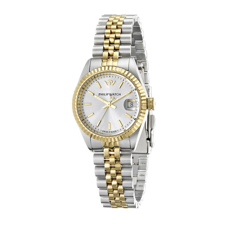 Philip Watch Philip Watch R8253107519 Caribe Urban (zilver/goud/zilver) 31 mm Swiss Made dames horloge