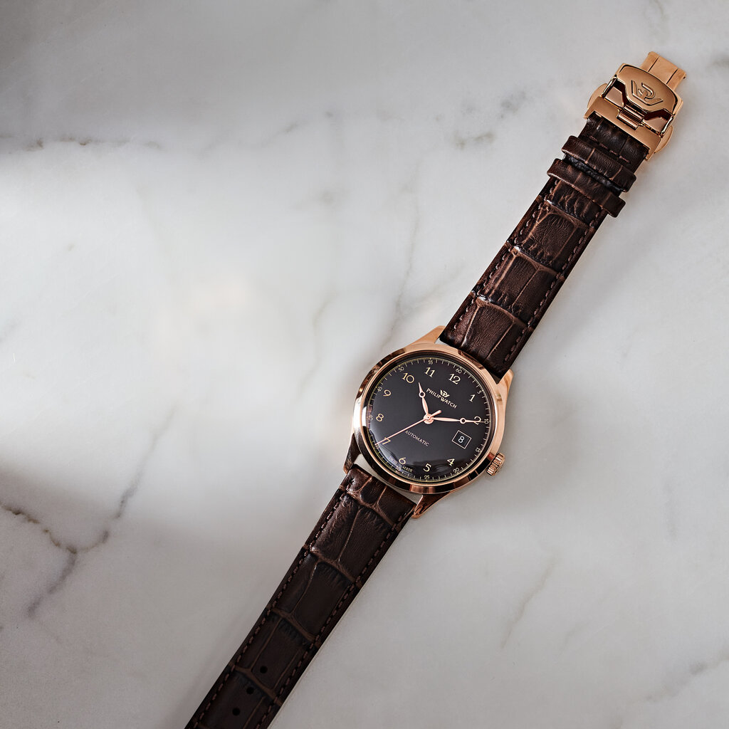 Philip Watch Philip Watch R8221225002 Museum (rosé goud/bruin) 40 mm Swiss Made heren horloge