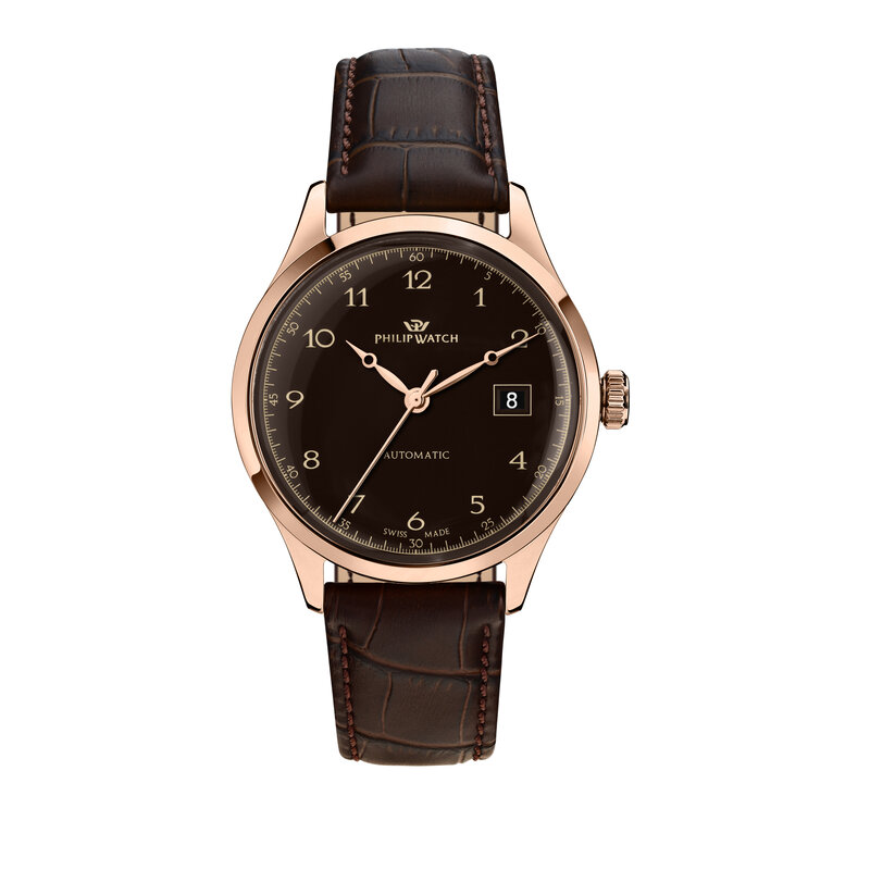 Philip Watch Philip Watch R8221225002 Museum (rosé goud/bruin) 40 mm Swiss Made heren horloge