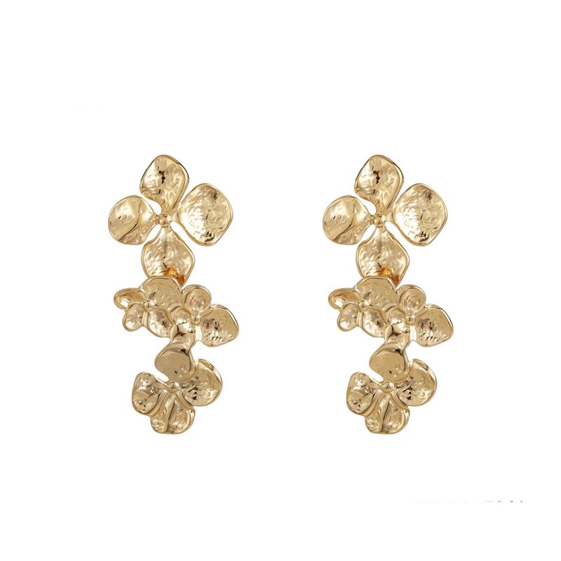 Rose & Camellia Rose & Camellia oorbellen 2509 Earrings flowers gold 6 CM